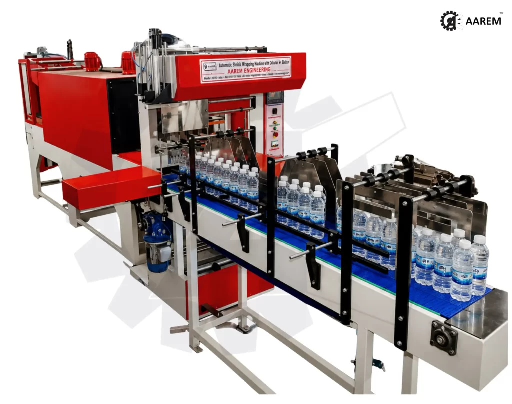Automatic web sealer and shrink tunnel machine with integrated product collator